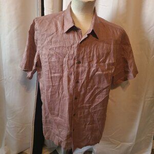Men's Theory S/S button front 100% linen shirt - L